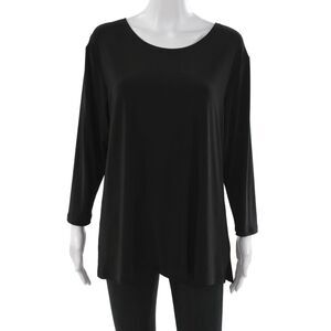 Simpli Womens Tunic Blouse Black Scoop Neck Long Sleeve Jersey Size L